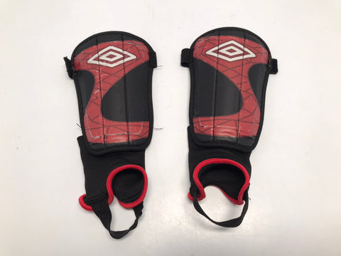 Soccer Shin Pads Child Size 7-8 Umbro Black Red