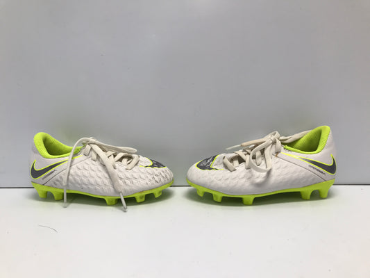 Soccer Shoes Cleats Child Size 10 Toddler Nike Hypervenom White Lime Grey Excellent