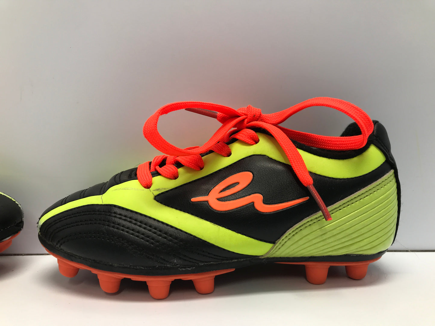 Soccer Shoes Cleats Child Size 13 Black Lime Pumpkin Like New