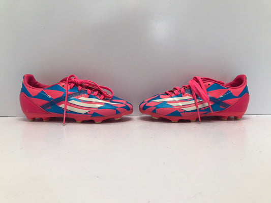 Soccer Shoes Cleats Child Size 1 Adidas Pink Blue Excellent