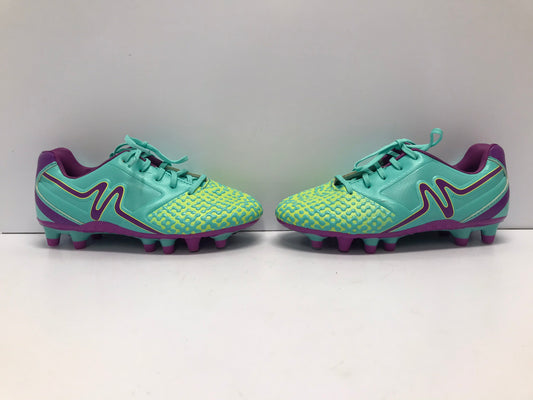 Soccer Shoes Cleats Child Size 1 Mitre Aqua Blue Lime Purple New Demo Model