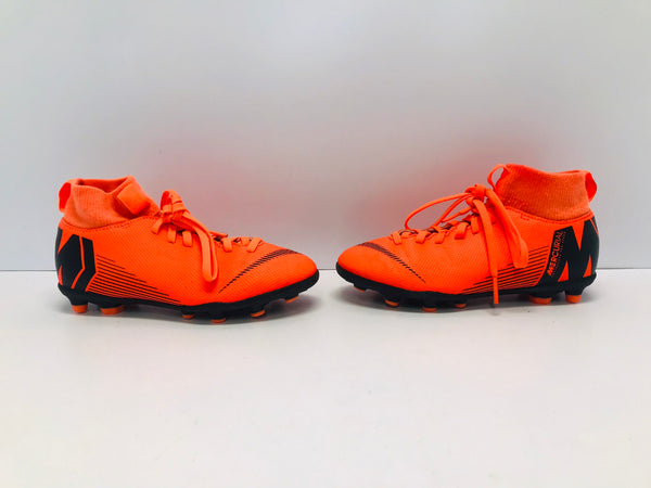 Soccer Shoes Cleats Child Size 1 Nike Mercurial Tangerine and Black With Slipper Foot
