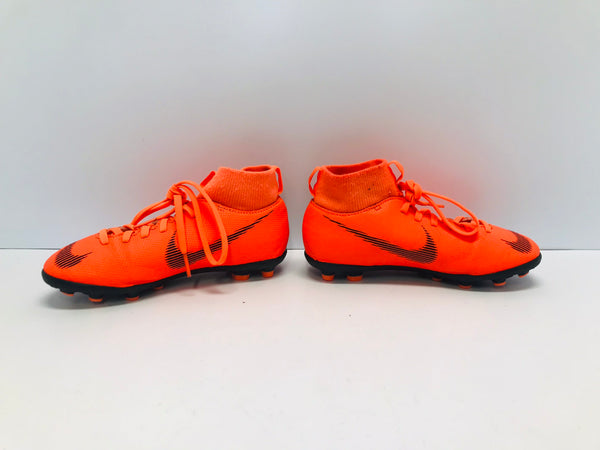 Soccer Shoes Cleats Child Size 1 Nike Mercurial Tangerine and Black With Slipper Foot
