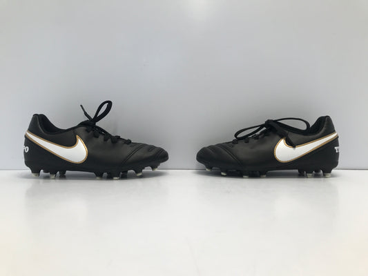 Soccer Shoes Cleats Child Size 1 Nike Tiempo Black White Gold Outstanding Quality