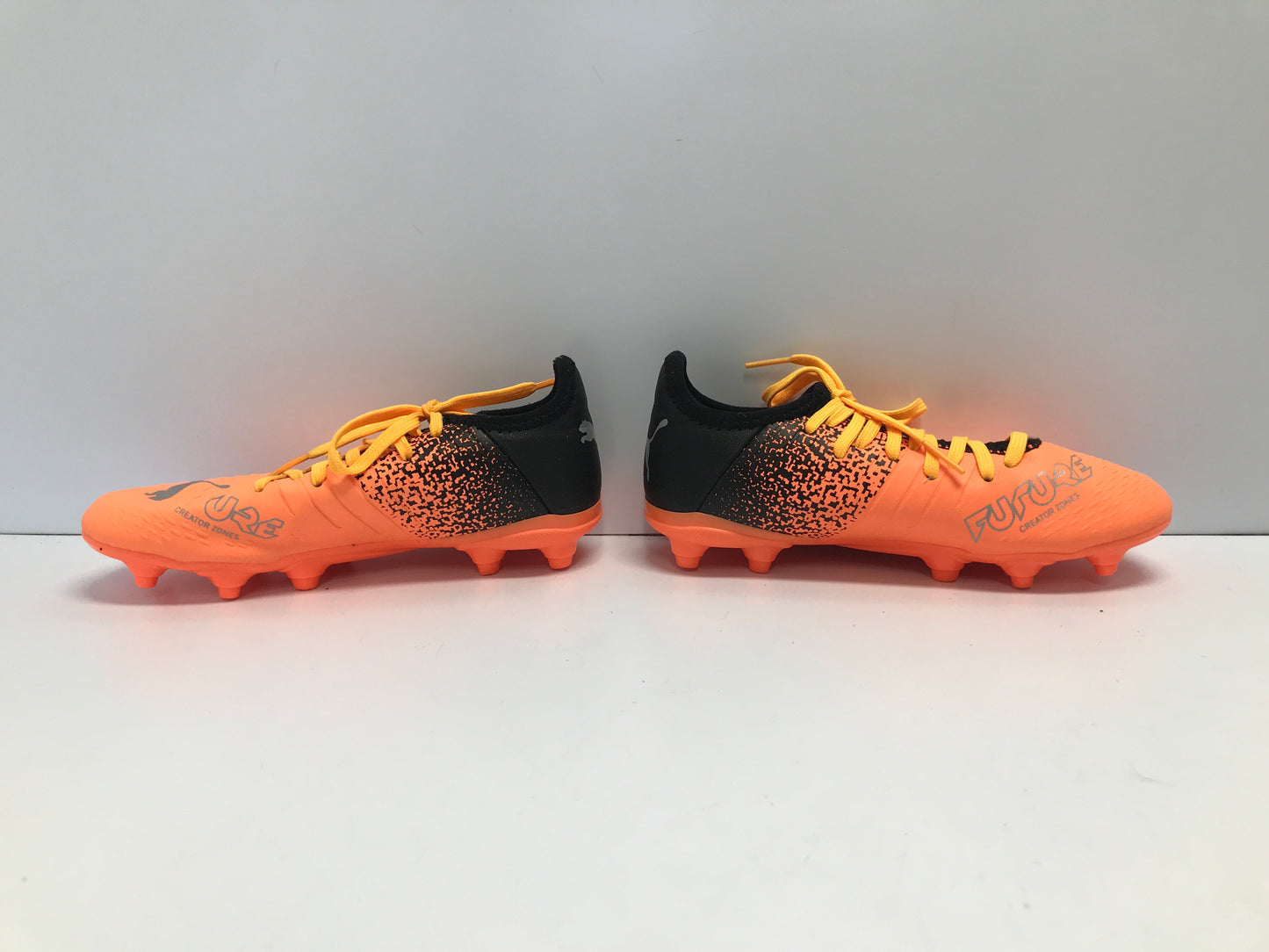 Soccer Shoes Cleats Child Size 1 Puma Future Tangerine Black Slipper Foot Like New