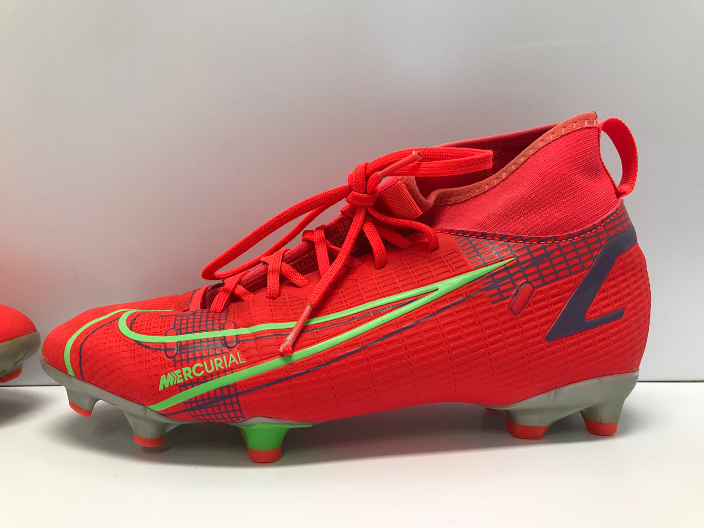 Soccer Shoes Cleats Child Size 3.5 Nike Mercurial Tangerine Purple Lime Slipper Foot Excellent