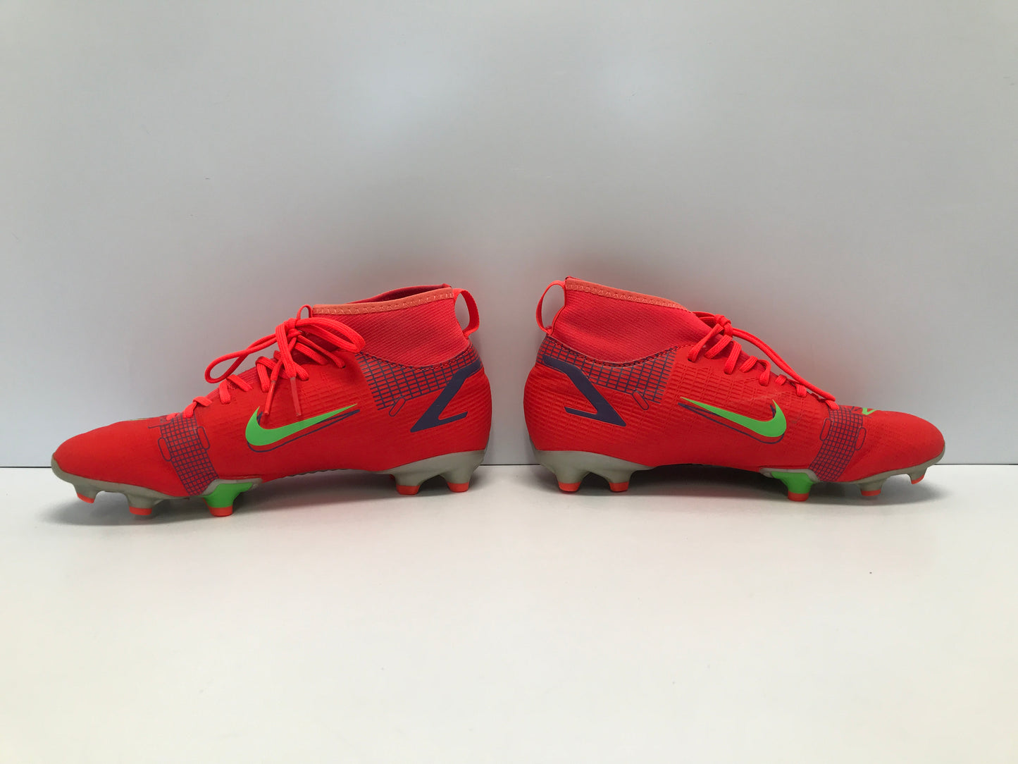 Soccer Shoes Cleats Child Size 3.5 Nike Mercurial Tangerine Purple Lime Slipper Foot Excellent