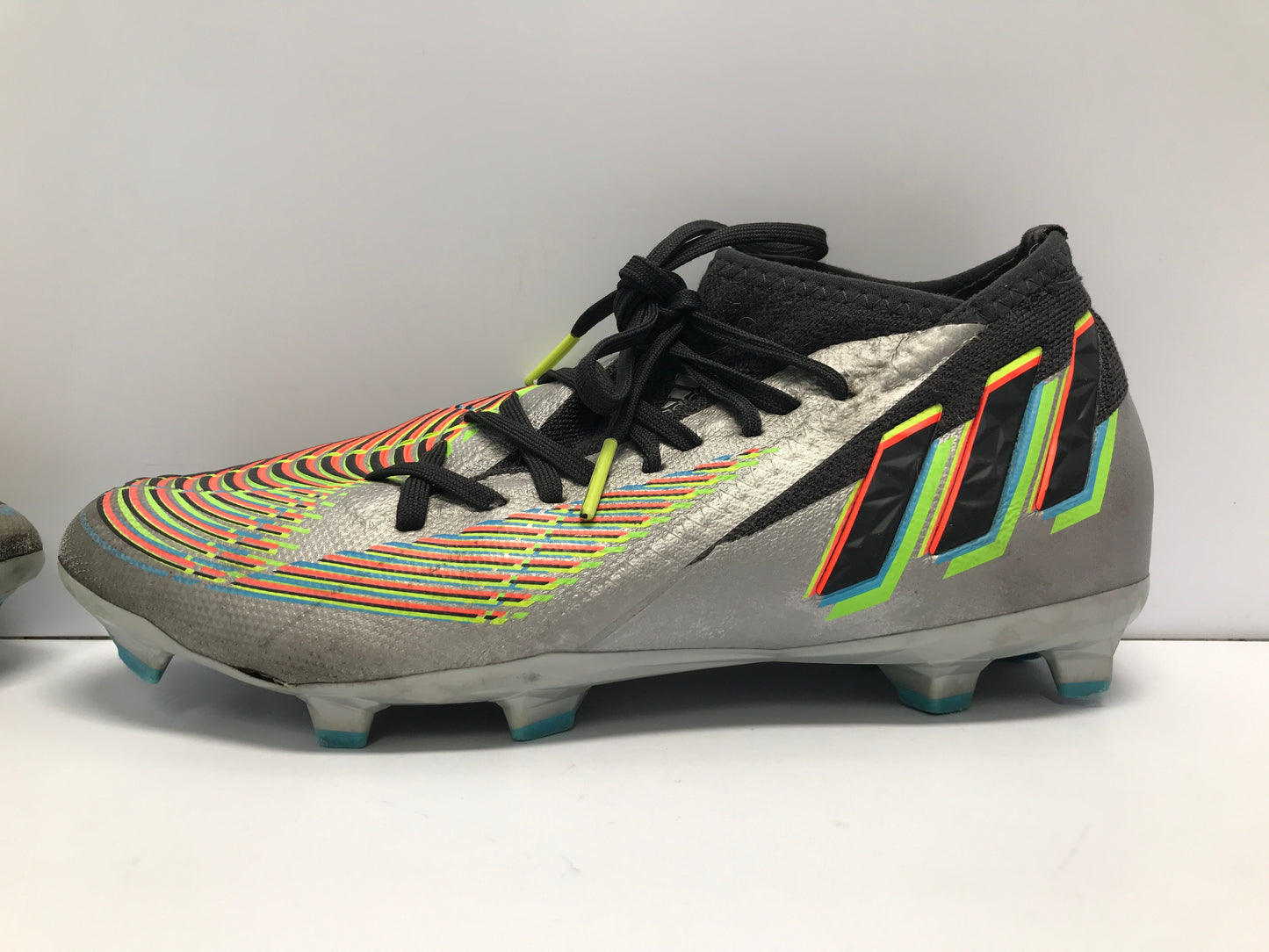 Soccer Shoes Cleats Men's Size 7 Adidas Preditor Slipper Foot Grey Orange Lime