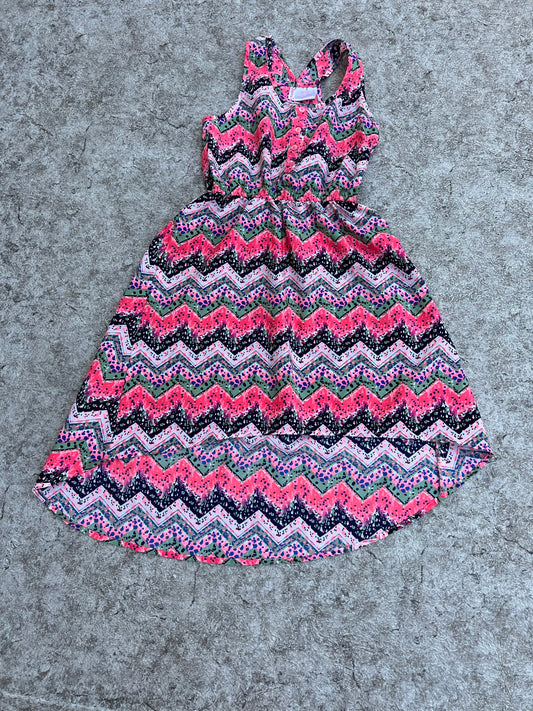 Sun Dress Child Size 8 Pink Multi Light Flowing Longer at the back Adorable