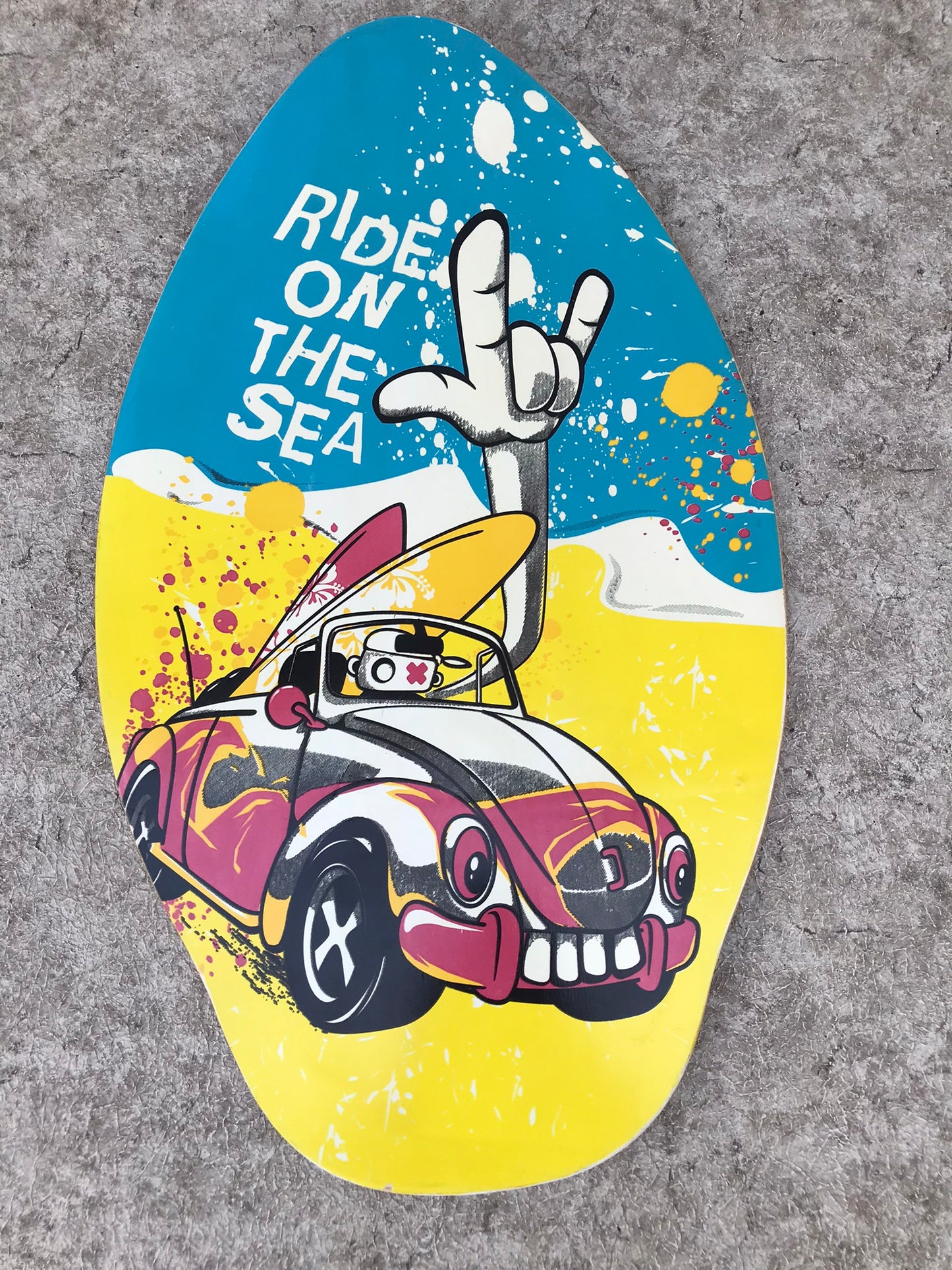 Surf SkimBoard Wood 30x18' Ocean Barbie Pink Blue Yellow