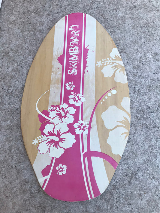 Surf SkimBoards Pink Hawaii Flowers Wood  36 x 20 inch