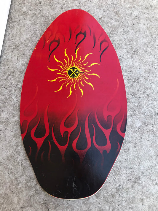 Surf SkimBoards Red Black Sun and Flames Wood  35 x 20 inch