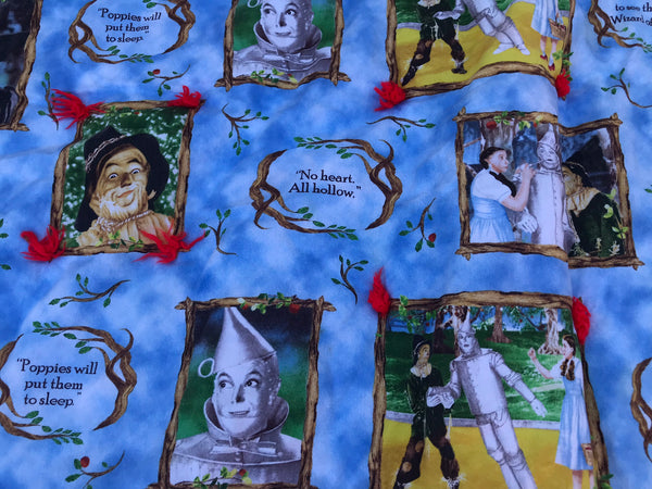 Vintage Child's Quilted Blanket The Wizard Of Oz Cotton 42x50 inch Hand Made New