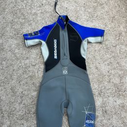 Wetsuit Child Size 10 Sea Doo 2-3 mm Neoprene Blue Grey Black Like New