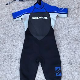 Wetsuit Child Size 12 Sea Doo 2-3 mm Neoprene Black Blue Grey New Demo Model