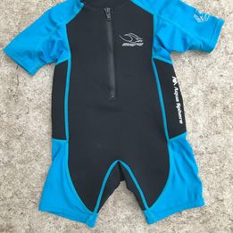 Wetsuit Child Size 6 With UV Ray Arms 1 mm Stingray Purple Black Sun Wear Excellent