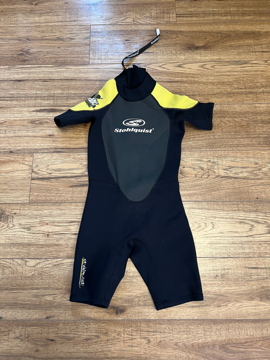 Wetsuit Child Size Large 7-8 Stohlquist Black Yellow 2-3mm Neoprene Excellent