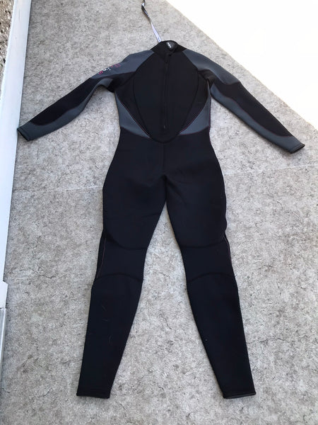 Wetsuit Ladies Size 13-14 Full 3 mm Neoprene Aqua Lung Surf, Kayak, PaddleBoard Black Fushia Like New
