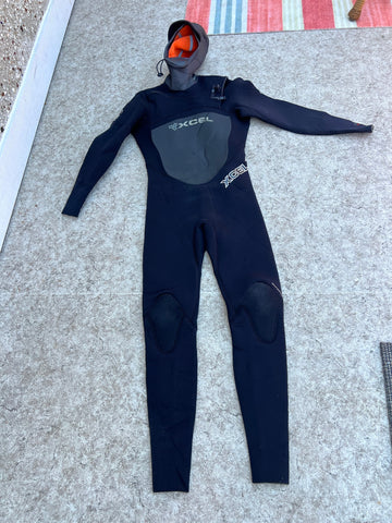 Wetsuit Men's Size Medium Xcel 5.4mm Hooded Full Wetsuit Jet Black