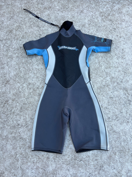 Wetsuit Women's Size 9-10 Seadoo 2-3mm Blue Grey Surf Kayak Like New