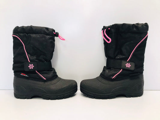 Winter Boots Child Size 13 Maple Leaf Waterproof Black Pink With Liner Excellent