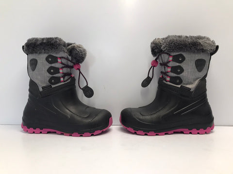 Winter Boots Child Size 1 Canadian Waterproof Grey Pink Like New