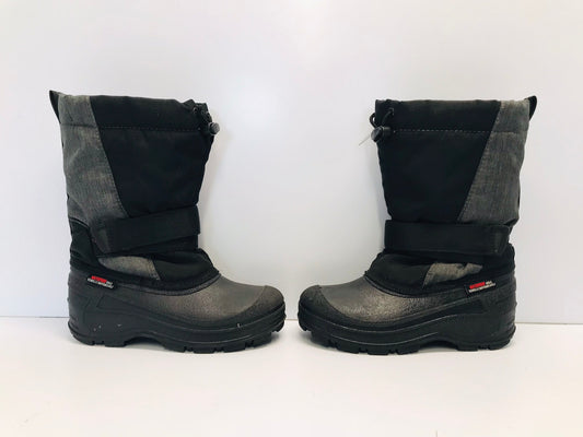 Winter Boots Child Size 2 Canadian Waterproof With Liners Black Grey Excellent