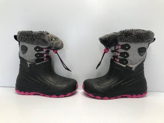 Winter Boots Child Size 2 Grey Pink Excellent