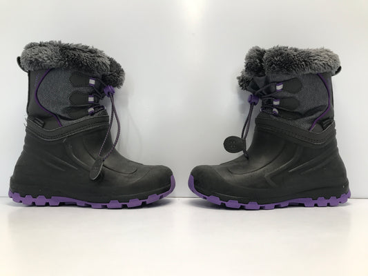 Winter Boots Child Size 2 Waterproof  Black Purple  Excellent