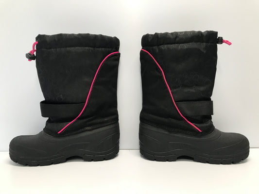 Winter Boots Child Size 3 Canadian Waterproof  Black Pink With Liner Excellent