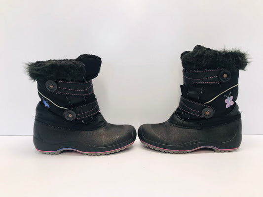 Winter Boots Child Size 3 Maple Leaf Black Pink