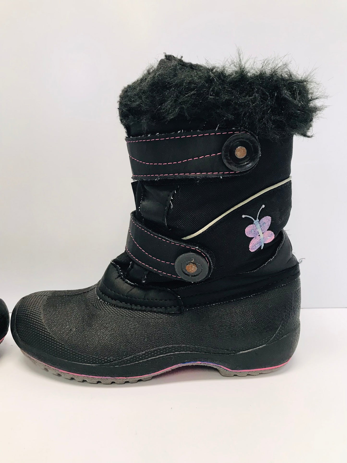 Winter Boots Child Size 3 Maple Leaf Black Pink