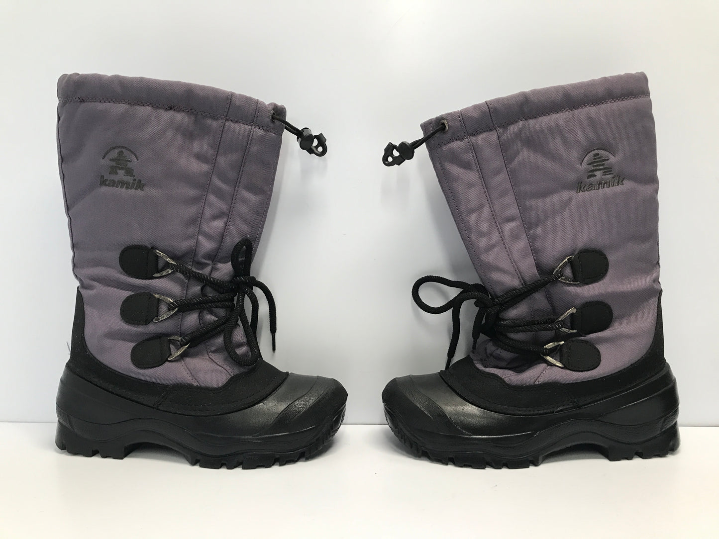 Winter Boots Child Size 4-5 Kamik Black Purple With Liner Like New