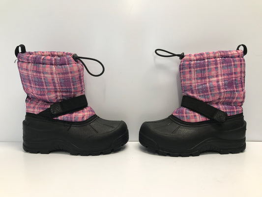 Winter Boots Child Size 4 Canadian Pink Purple Fleece Lined Rubber Soles Like New