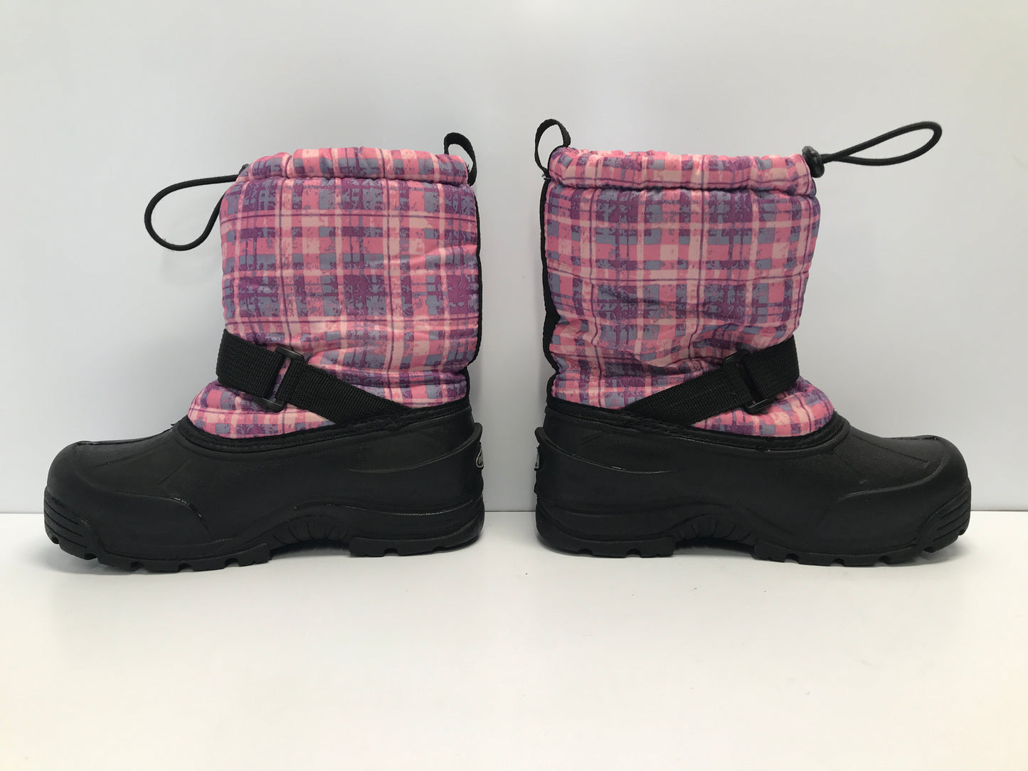 Winter Boots Child Size 4 Canadian Pink Purple Fleece Lined Rubber Soles Like New