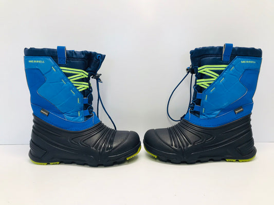 Winter Boots Child Size 4 Merrell Waterproof Rubber Soles Black Blue Minor Wear