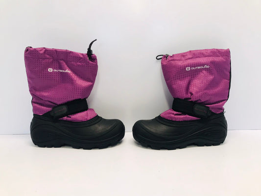 Winter Boots Child Size 4 Outback With Liner Waterproof Rubber Soles Black Purple Excellent
