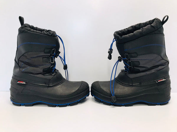 Winter Boots Child Size 7 Youth Canadien Waterproof Black Blue Excellent