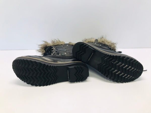Winter Boots Ladies Size 6.5 Sorel Black Faux Fur Waterproof