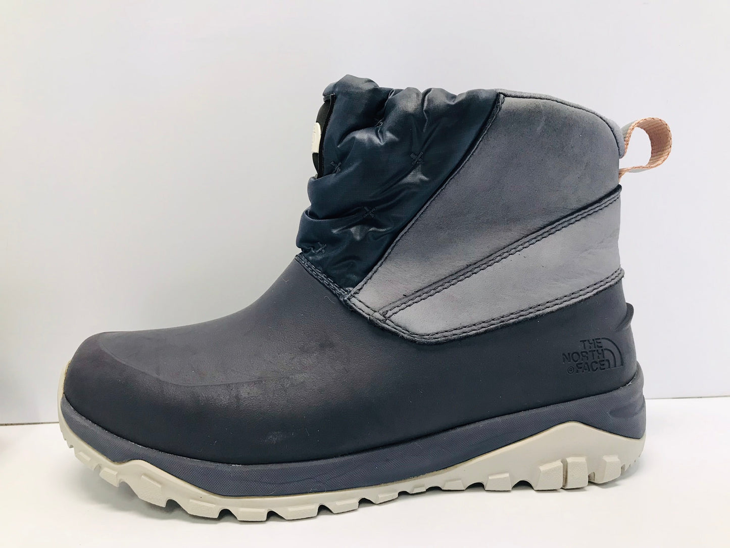 Winter Boots Ladies Size 7.5 The North Face Prima Loft Leather Top Blue Ankle Boot Like New