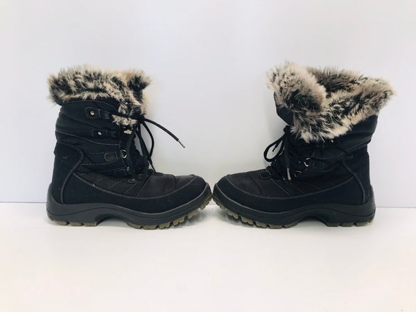 Winter Boots Ladies Size 7 Aldo Black With Faux Fur Excellent