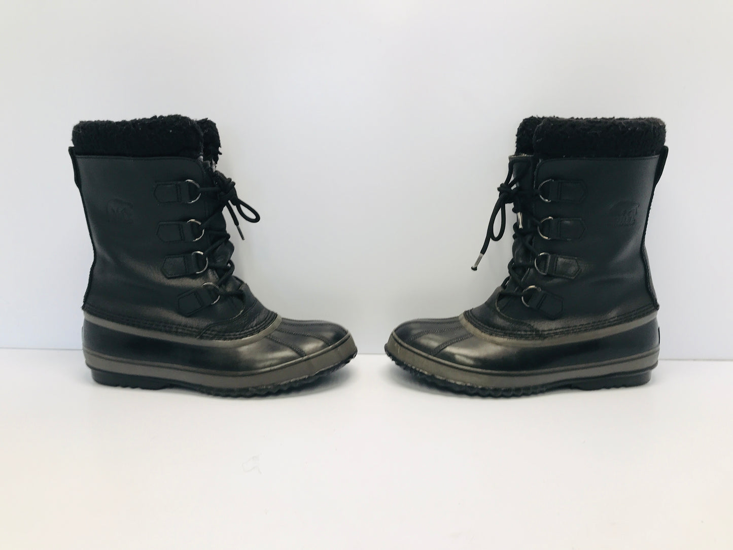 Winter Boots Men's Size 11 Sorel Black Leather With Liner Waterproof Excellent