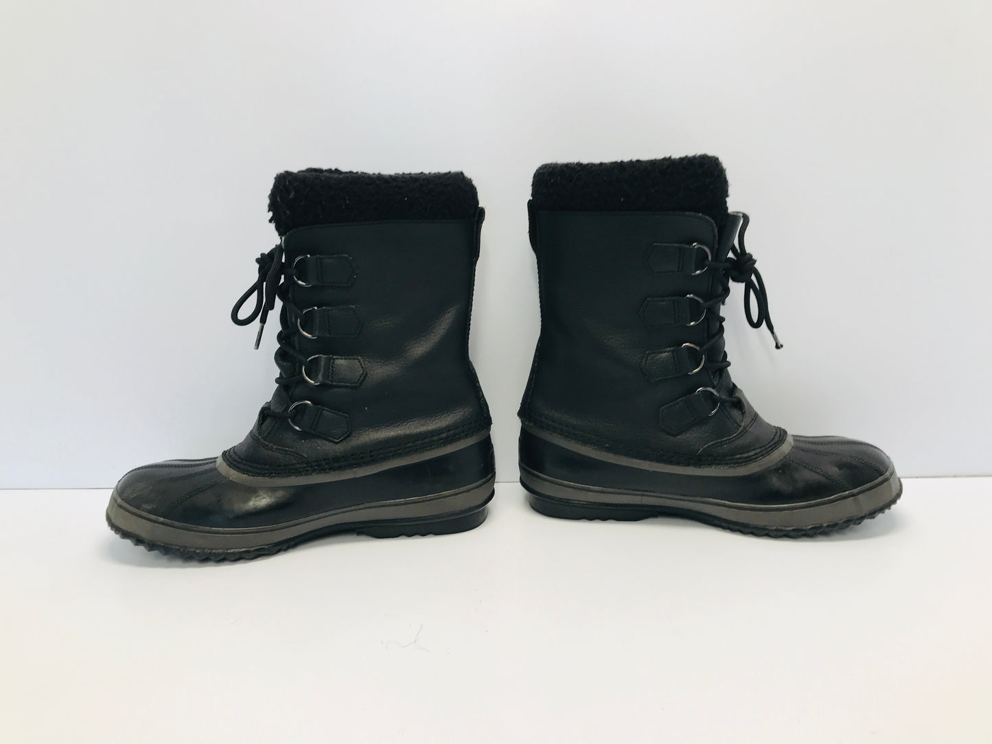 Winter Boots Men's Size 11 Sorel Black Leather With Liner Waterproof Excellent