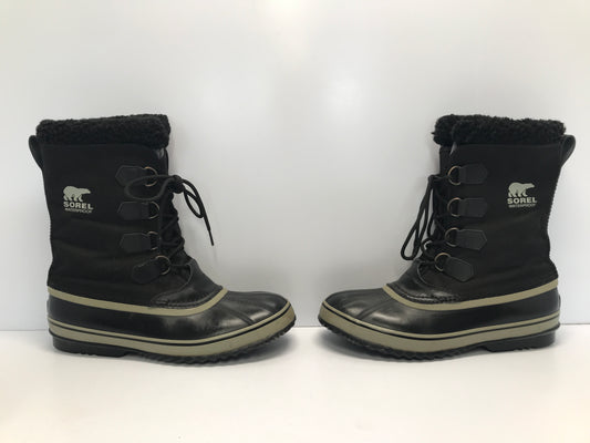 Winter Boots Men's Size 13 Sorel Black Grey With Liners Excellent