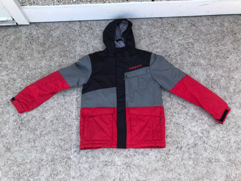 Winter Coat Child Size 12-14 FireFly Black Red With Snow Belt Like New