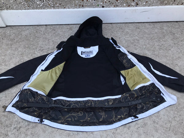 Winter Coat Ladies Size Small Columbia Waterpoof Snow Belt and All Zippers Sealed Black Gold Outstanding Quality New Demo Model