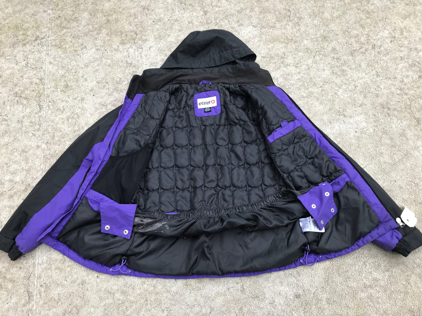Winter Coat Ladies Size XS Etirel Purple Black Snow Belt Snowboarding
