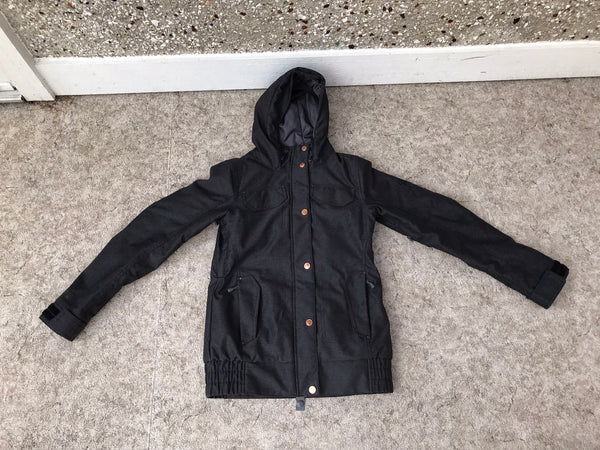 Winter Coat Ladies Size X Small  Firefly Dark Grey Pink Copper Buttons With Snow Belt Like New