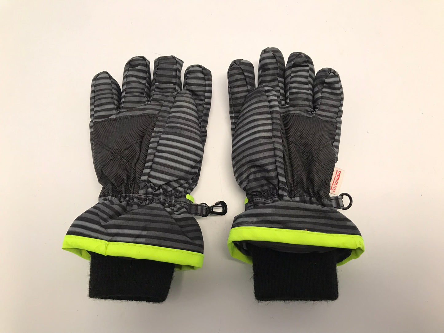 Winter Gloves and Mitts Child Size 4-7 Children's Place Grey and Neon Green Like New