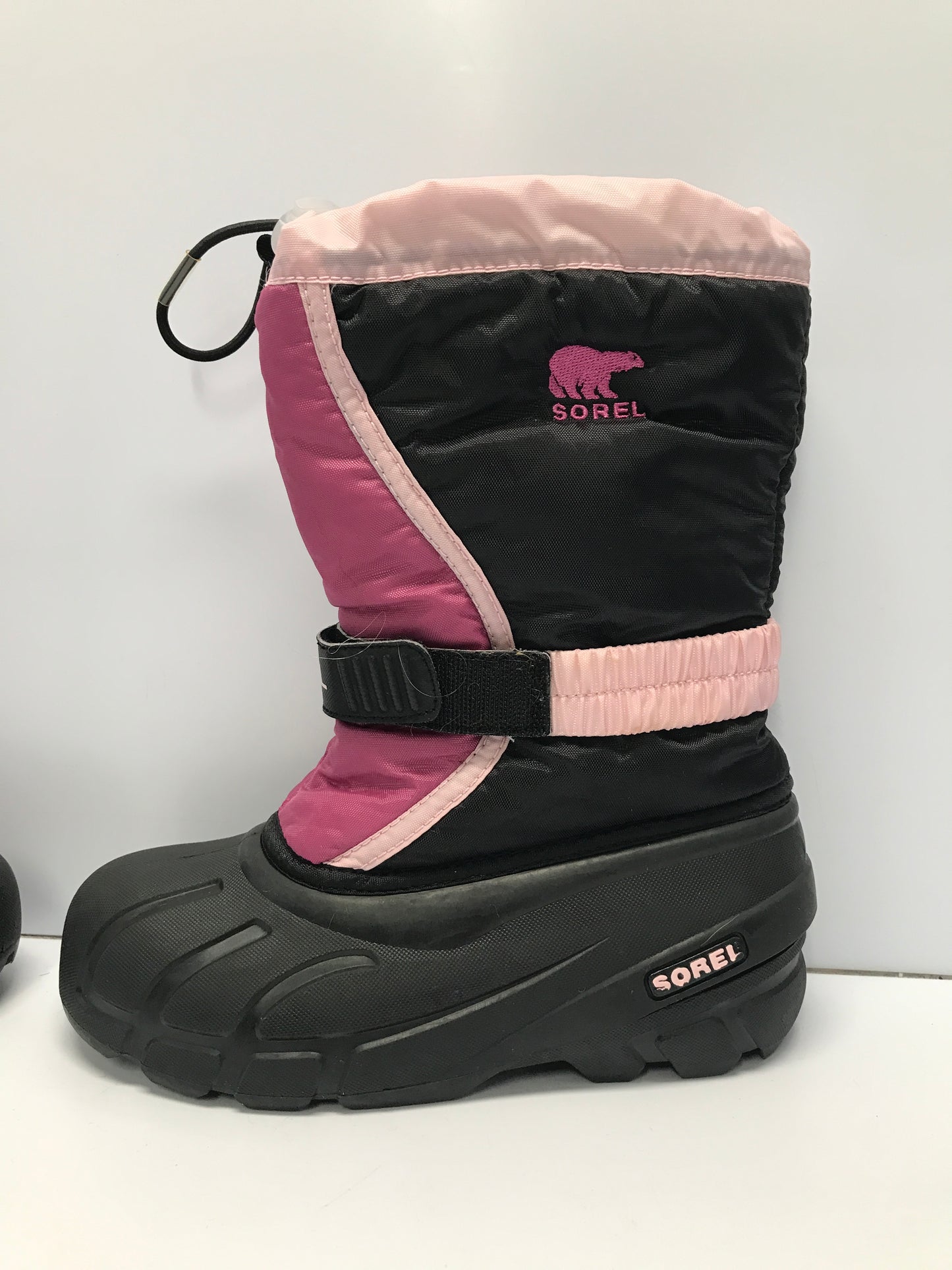 Winter Snow Boots Child Size 3 Sorel Black Pink With Liners Like New